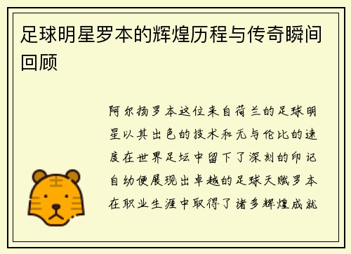 足球明星罗本的辉煌历程与传奇瞬间回顾